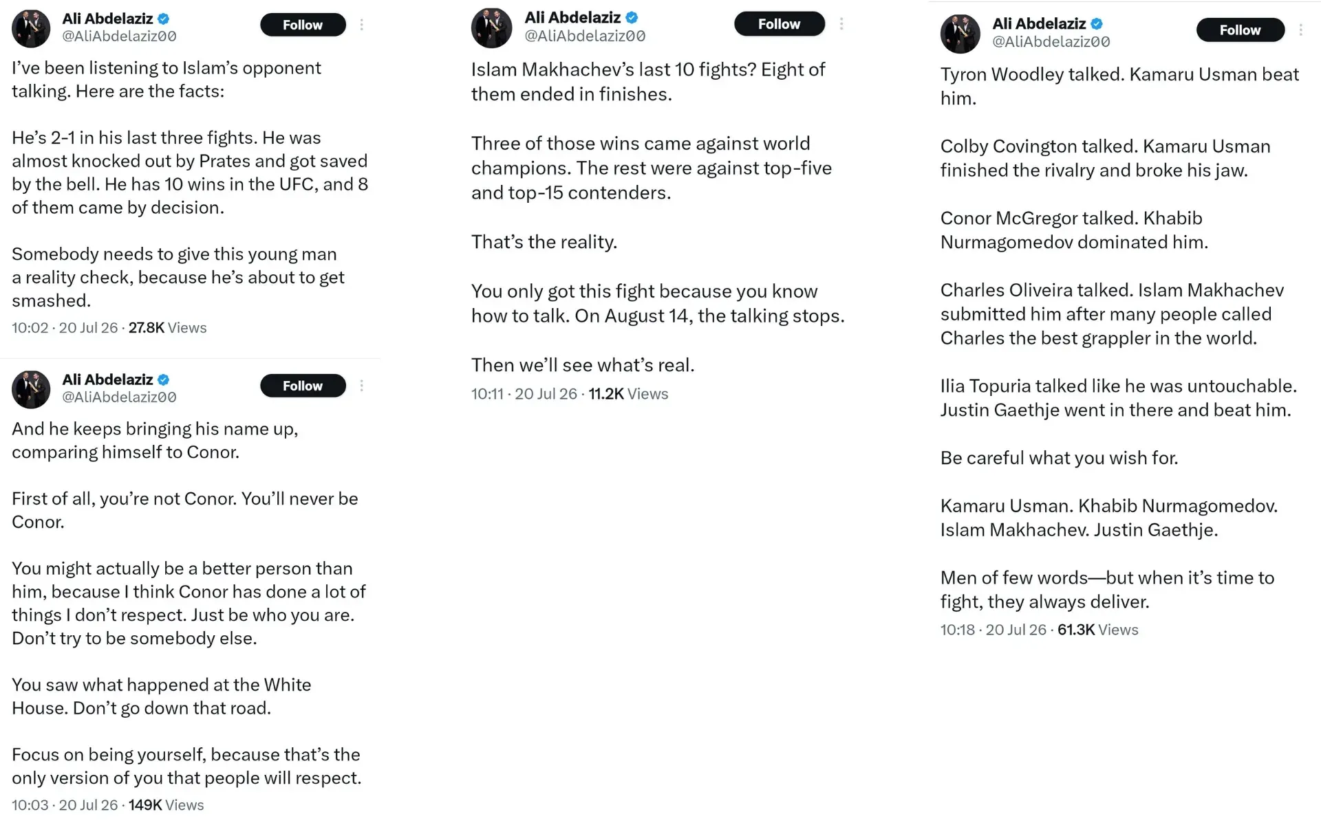 Ali Abdelaziz Ian Machado Garry posts screenshots